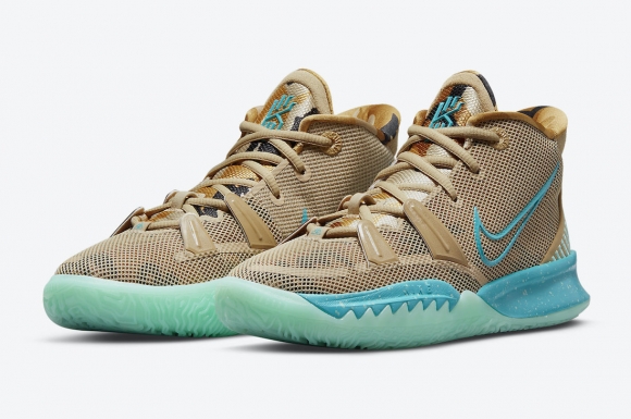 Nike Kyrie 7 kids GS With Camo Tongues Aqua Tones